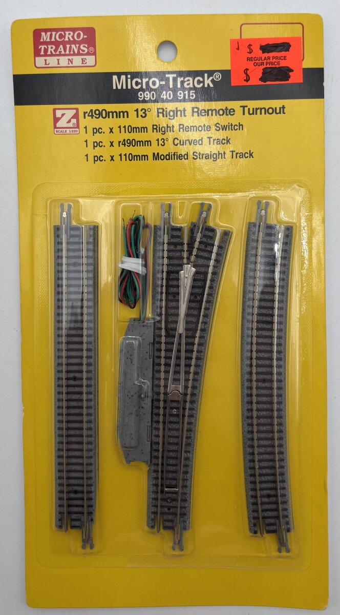 MicroTrains 99040915 Z 13° Micro Track Right Hand Remote Switch Turnout