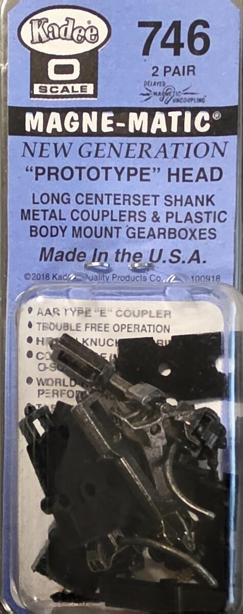 Kadee 746 O Long Centerset Shank Metal Coupler with Plastic #817 Draft Gear Box