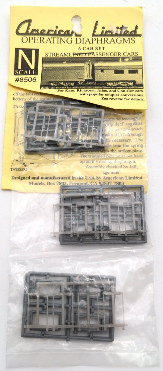 American Limited Models 8506 N Streamline Pass Cars Diaphragms (Pack of 6)