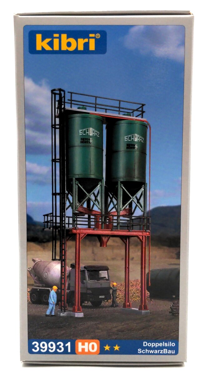 Kibri 39931 HO Schwarz Concrete Works Double Silos Kit