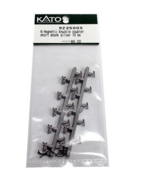 Kato 923500S Silver Short Shank Magnetic Knuckle Couplers (Pack of 10)