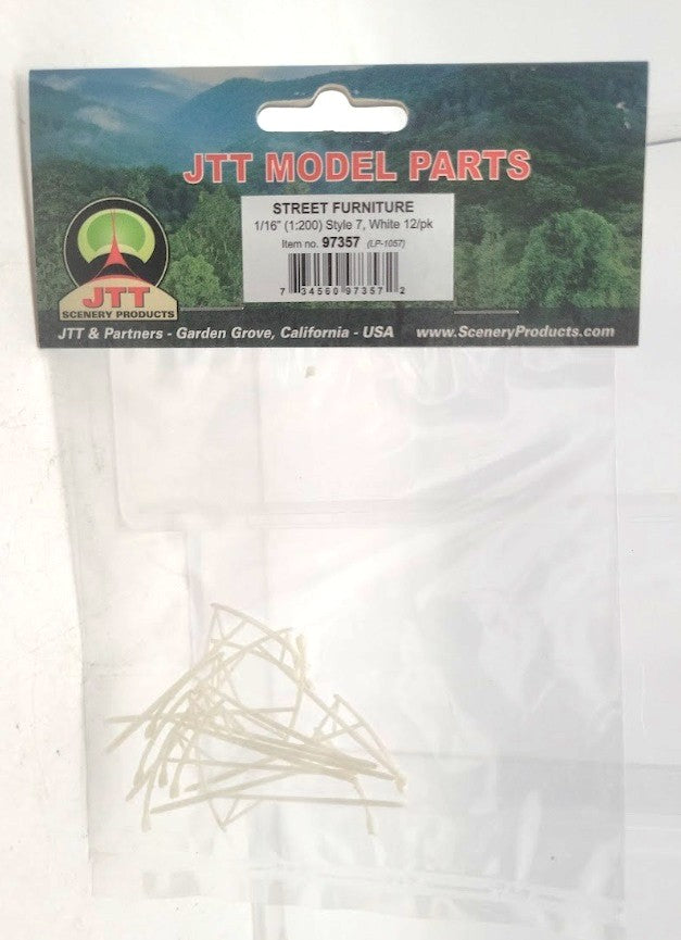 JTT Scenery Products 97357 1/16" (1:200) Scale White Light Poles #7 (Pack of 12)