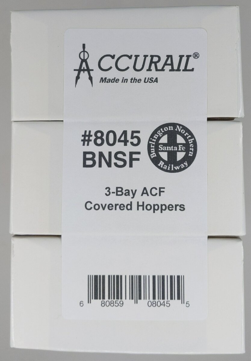 Accurail 8045 HO Scale Burlington Northern Santa Fe ACE 3-Bay Covered Hoppers(3)