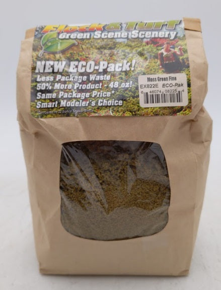 Scenic Express EX822E Fine Moss Green Flock & Turf 48 Oz. Eco-Pak
