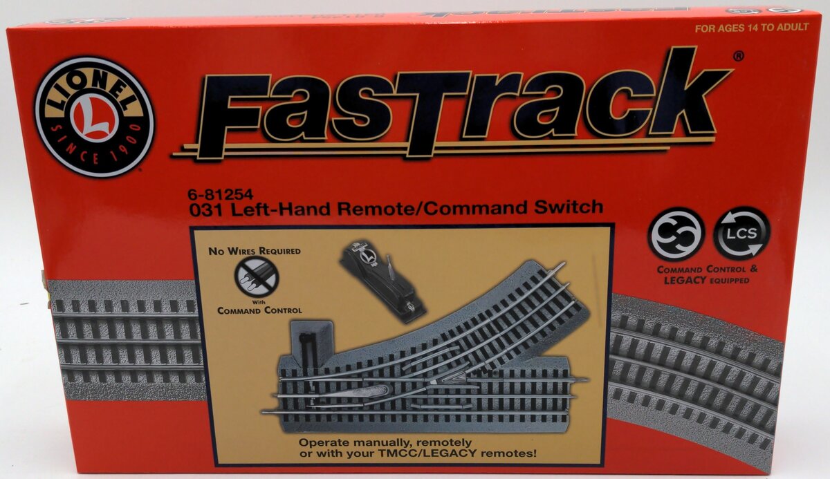 Lionel 6-81254 O-31 Left Hand FasTrack Remote Switch Turnout