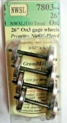 Northwest Short Line 37803-4 On3 Shoulder Axle Nickel Silver Wheelset 26"/110