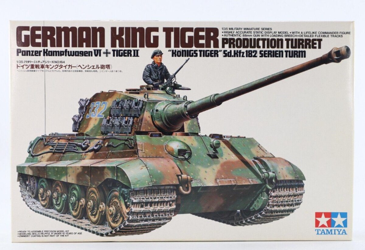 Tamiya 35164 1:35 German King Tigerwith the Production Turret Military Tank Kit