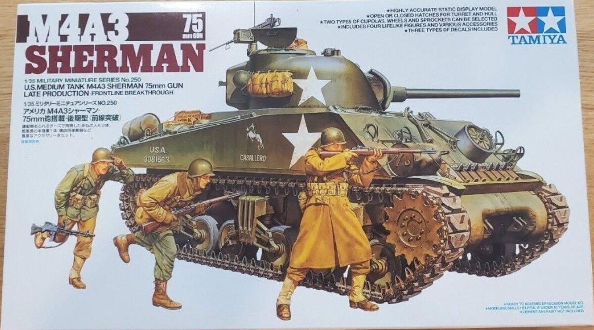 Tamiya 35250 1:35 M4A3 SHERMAN 75MM Tank Model Kit