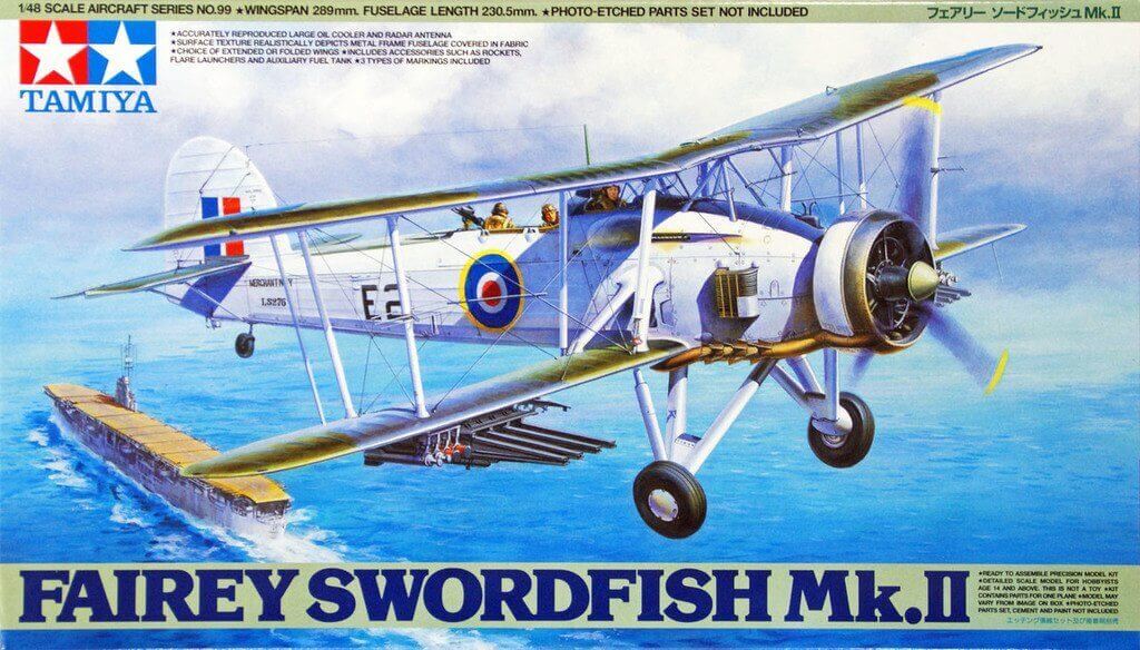 Tamiya 61099 1:48 Fairey Swordfish Mk II Spotter/ Torpedo Bomber Plane Kit