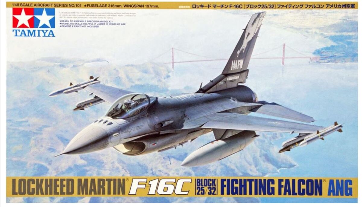 Tamiya 61101 1:48 F16C Block 25/32 Fighting Falcon ANG Military Plane Kit