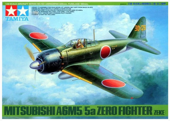 Tamiya 61103 1:48 Zeke Mitsubishi A6M5/5a Zero Fighter Military Plane Kit