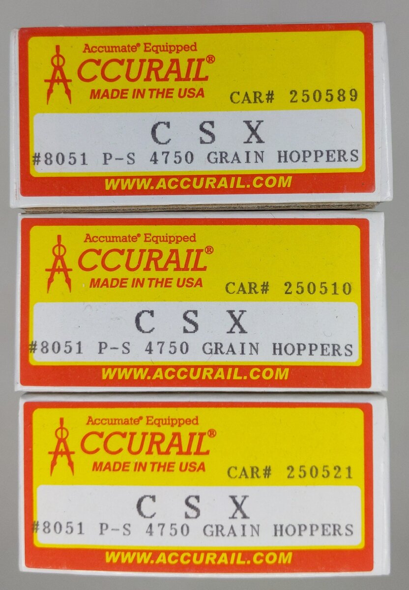 Accurail HO Scale 8051 C.S.X P-S #4750 Grain Hoppers (Pack of 3)