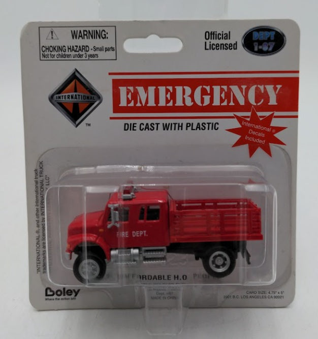 Boley 4023-11 1:87 International 2-Axle Crew Cab Stake Bed Fire Dept Fire Truck