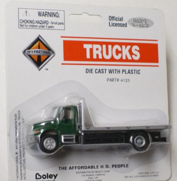 Boley 4125-56 1:87 Scale Green/Silver 01 International 2-Axle Flatbed Diecast