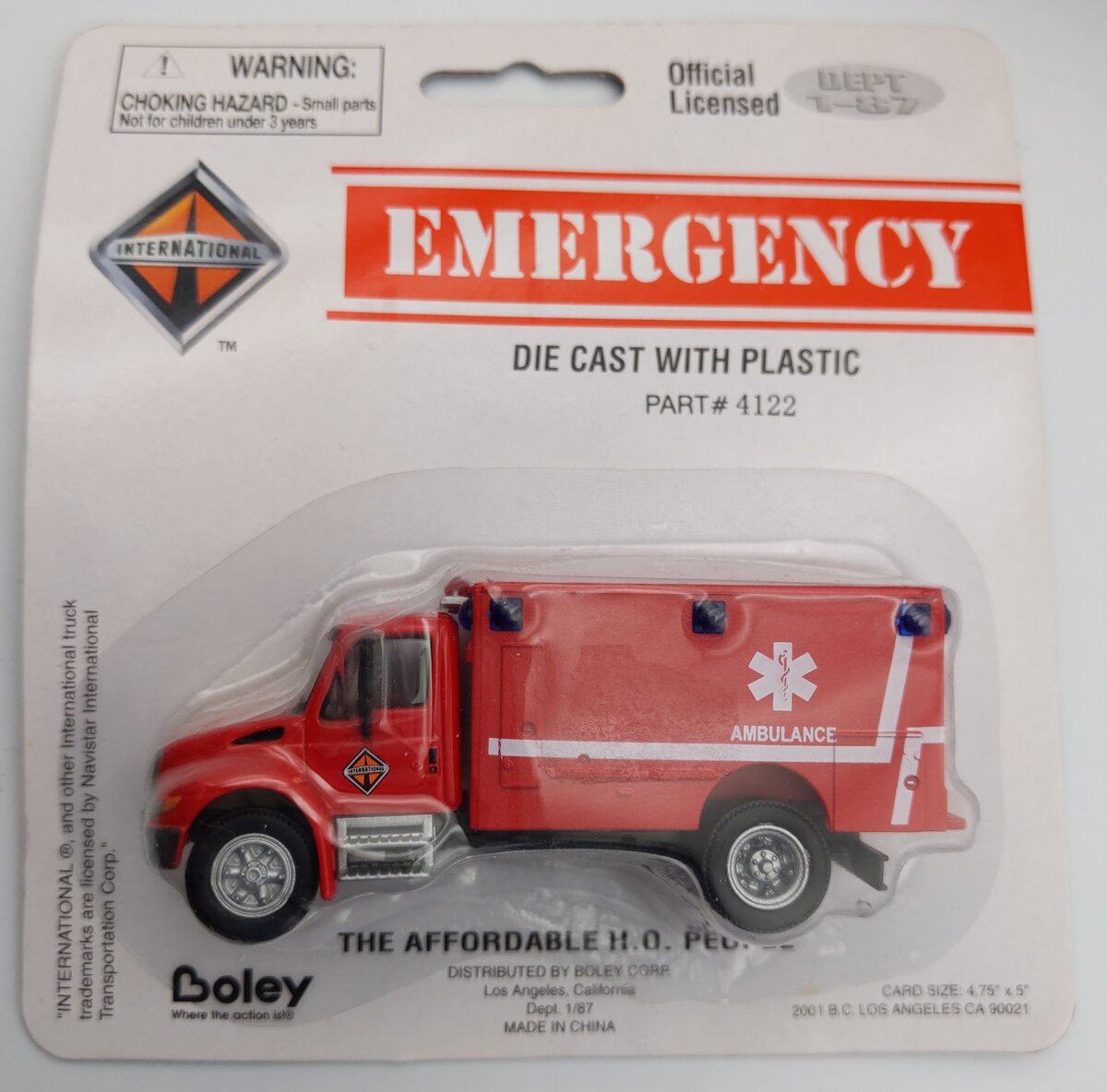Boley 4122-11 1:87 Die-Cast International Emergency Ambulance Truck with Plastic