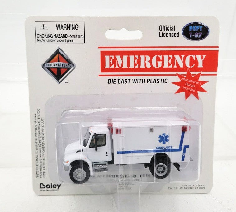 Boley 4122-77 1:87 Scale White W/Blue Stripe EMS Ambulance Emergency Vehicle