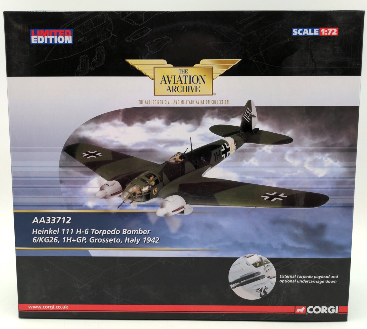 Corgi AA33712 1:72 NYA Heinkel He111 H-6 Torpedo Bomber