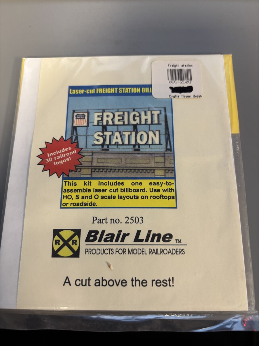 Blair Line 2503 HO, S, O Freight Station Laser-Cut Billboard Kit
