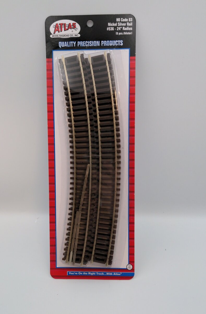Atlas 0536 HO Scale Code 83 24" Radius Curved Track (Pack of 6)