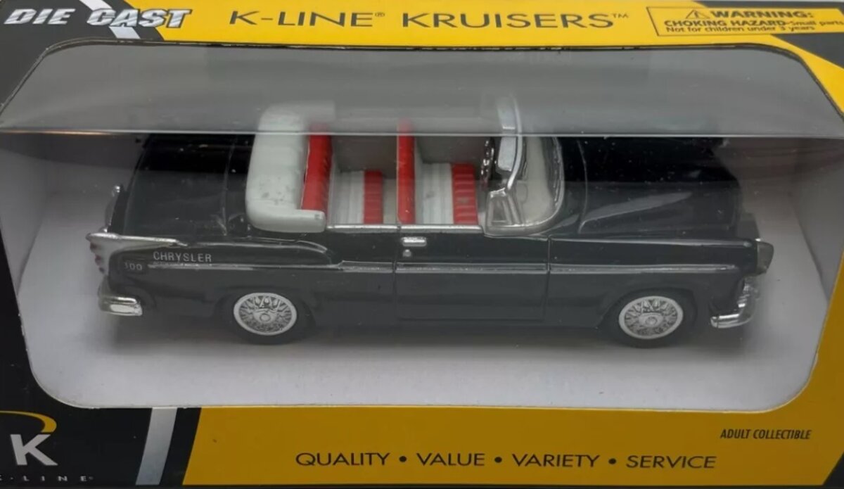 K-Line 94694 1:43 Kruisers Black & White 1955 Buick Convertible Die Cast