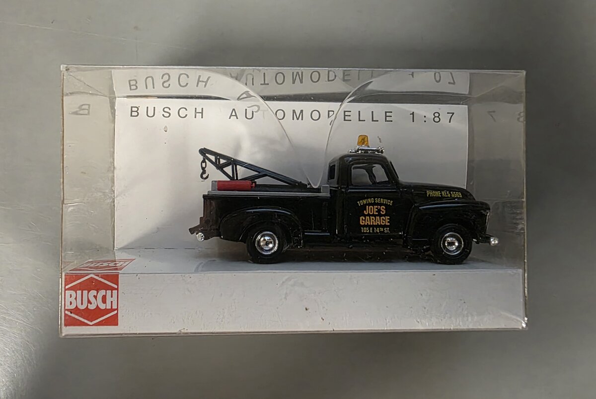 Busch 48204 HO Black 1950 Chevrolet Wrecker Joe's Garage Pick-Up Tow Truck