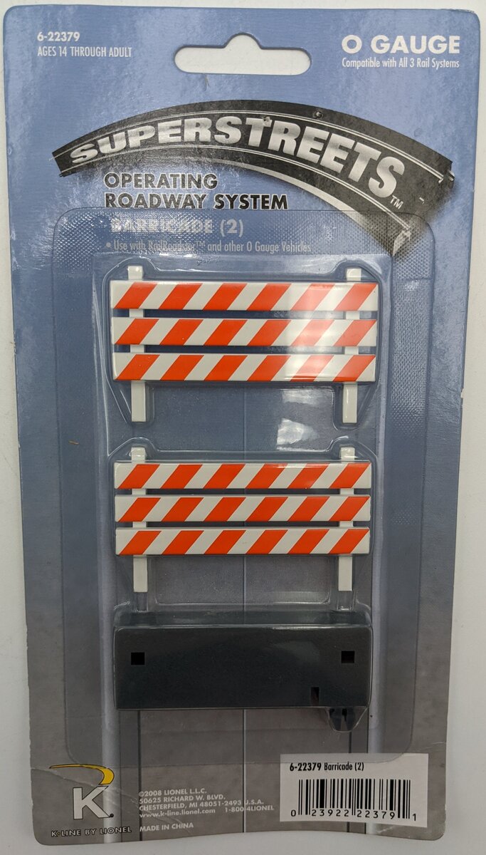 Lionel 6-22379 O Scale SuperStreets Barricade Track Operating Roadway System