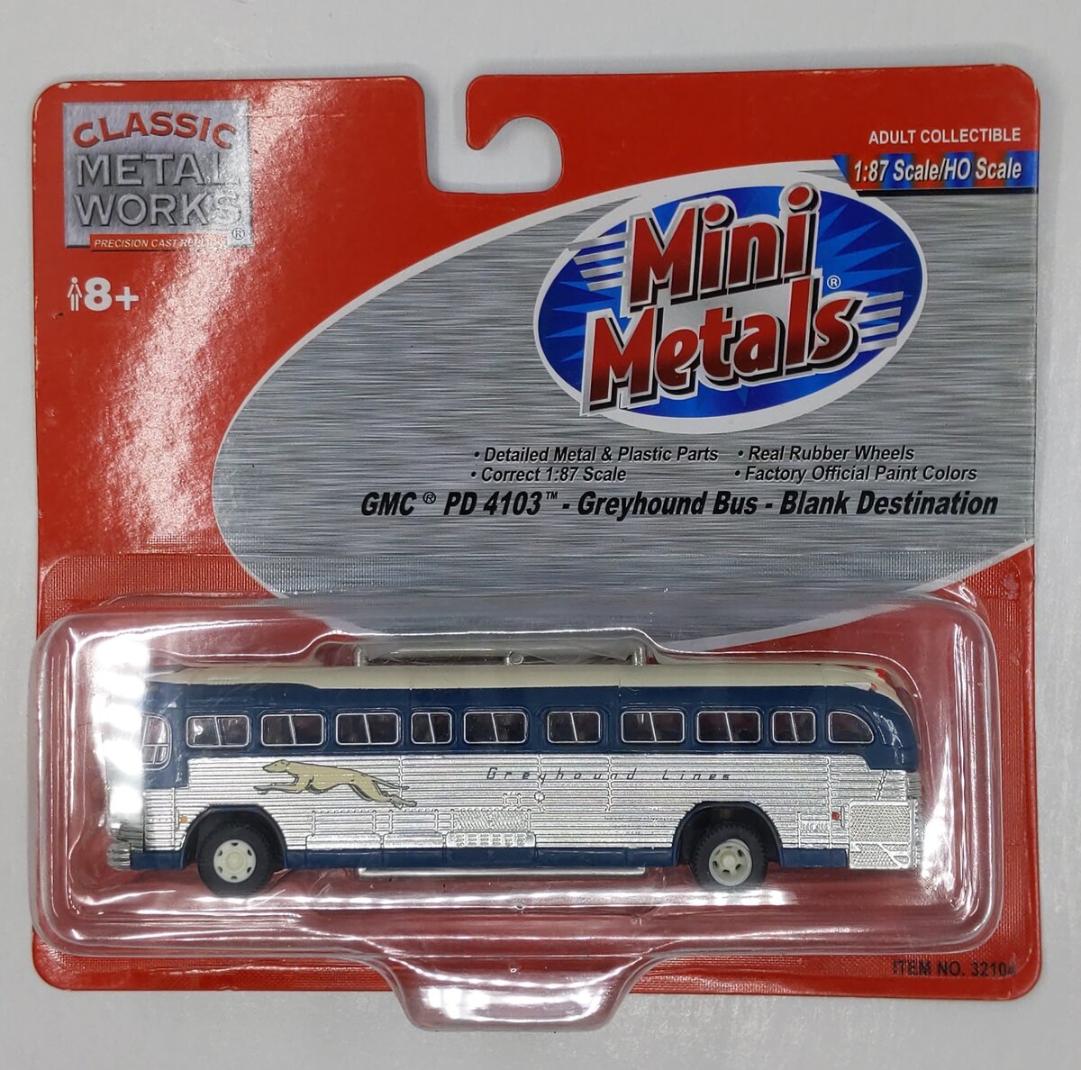 Classic Metal Works 32104 HO Scale GMC PD 4103 Greyhound Bus - Blank Destination