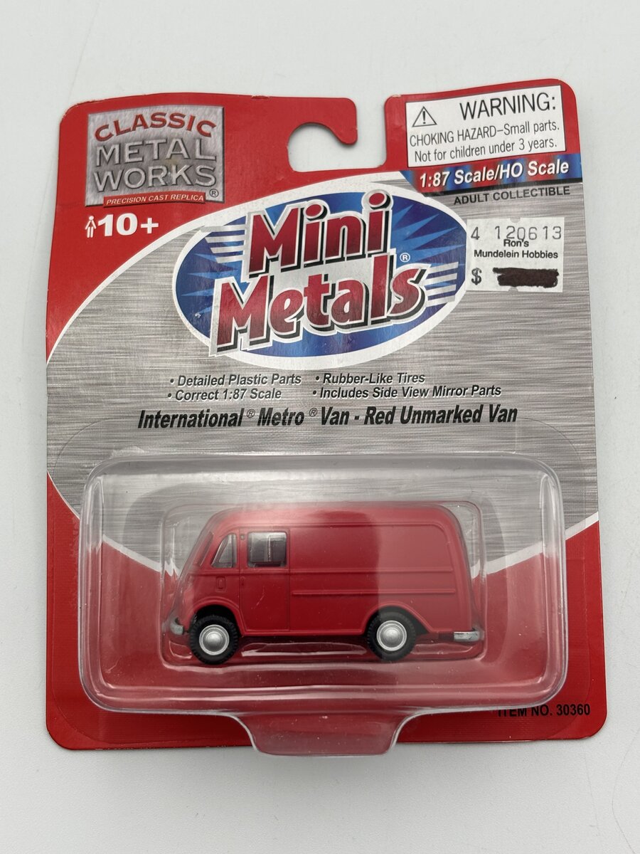 Classic Metal Works 30360 HO Mini Metals Red Unmarked International Metro Van