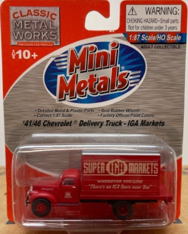 Classic Metal Works 30334 HO Mini Metals IGA Markets '41-46 Chevy Delivery Truck