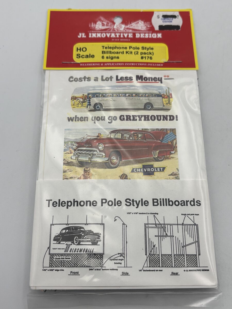 JL Innovative Design 176 HO Telephone Pole Billboards Kit W/6 Signs (Pack of 2)