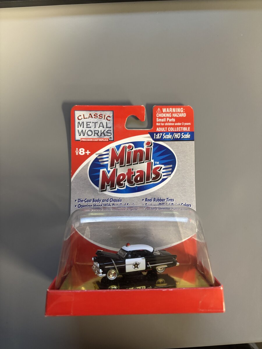 Classic Metal Works 30114 HO Mini Metals Black 1953 Ford Victoria Police Car