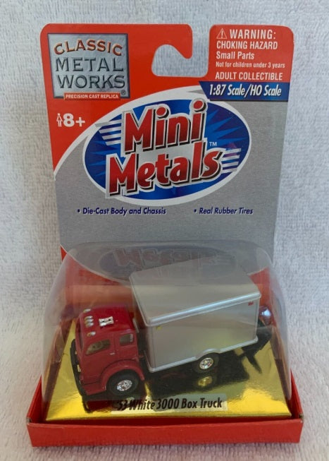 Classic Metal Works 30111 HO Scale Mini Metals Red/Gray '53 White 3000 Box Truck