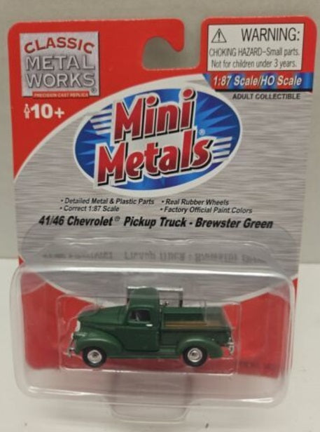 Classic Metal Works 30267 HO Mini Metals Brewster Green Chevrolet Pickup Truck