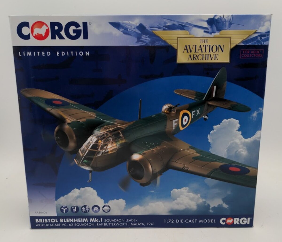 Corgi AA38406 1:72 Bristol Blenheim Mk.I, Arthur Scarf VC, 62 Sqn RAF, Butterwo
