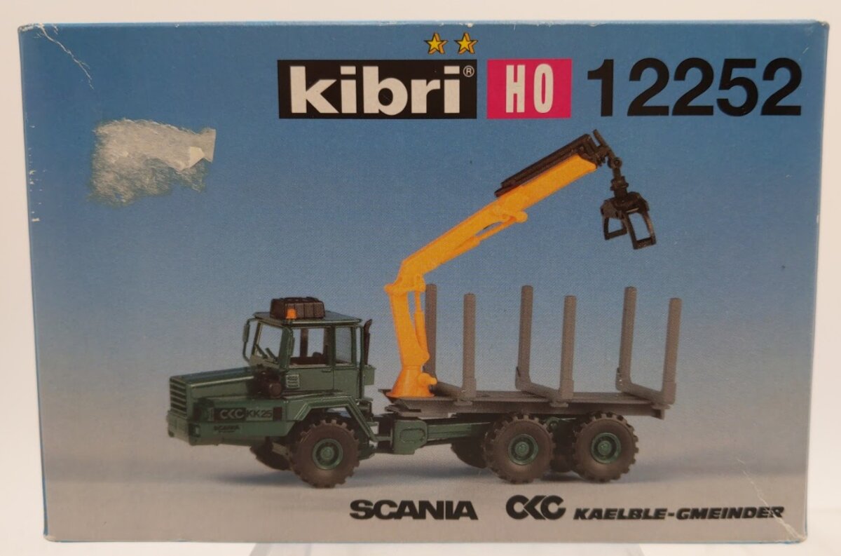 Kibri 12252 HO Scale Scania / Kaelble Logging Transport Truck W/Crane Open Kit