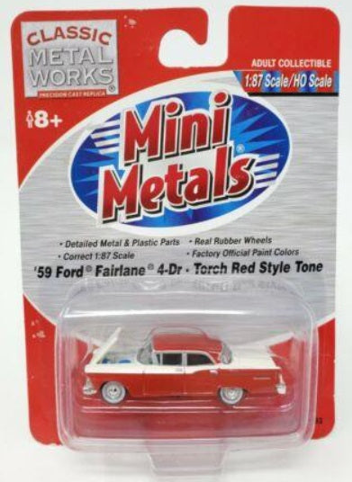 Classic Metal Works 30193 HO Mini Metals Torch Red 1959 Ford Fairlane 4-Dr Car