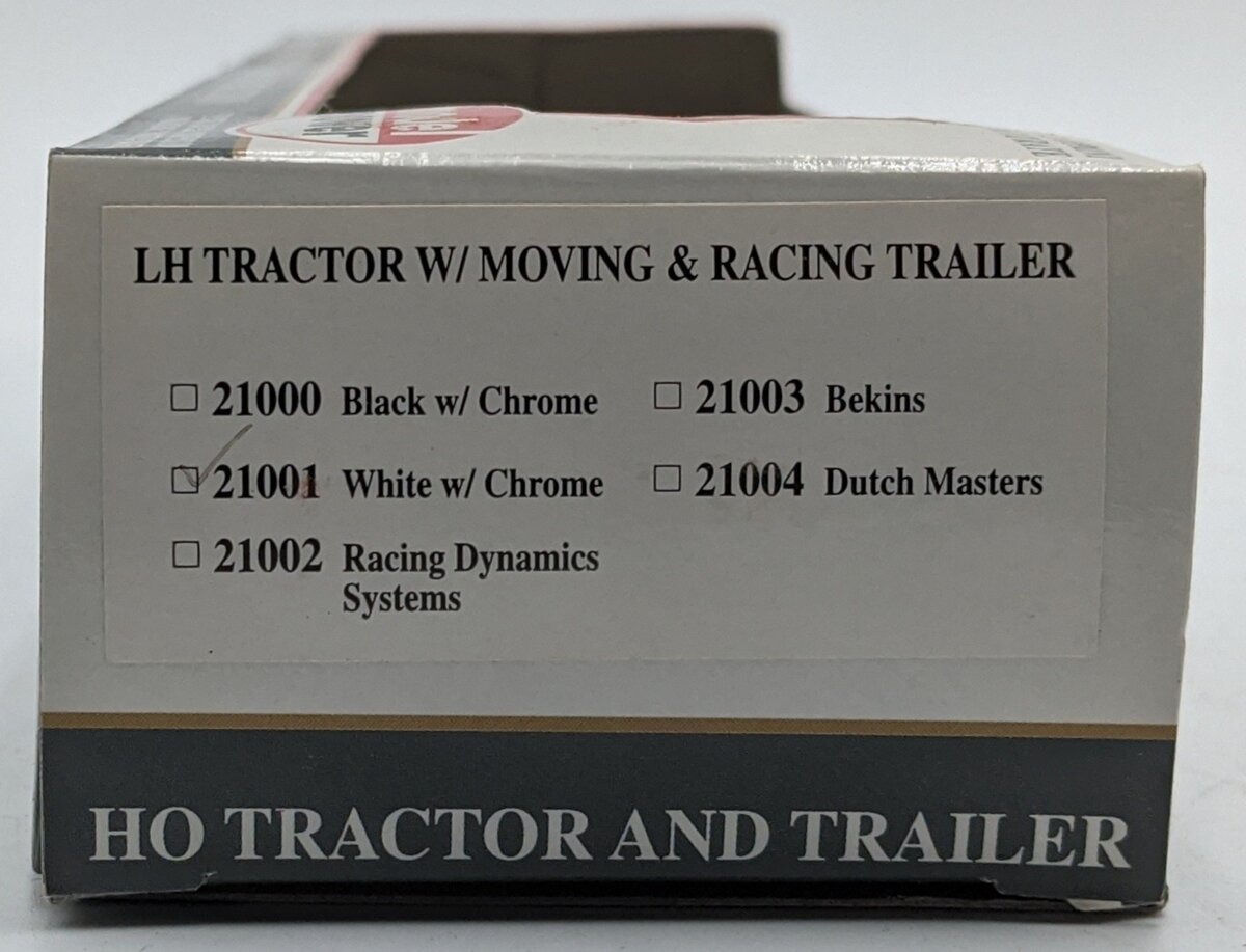 Model Power 21001 1:87 Long Haul Tractor w/Racing Trailer White