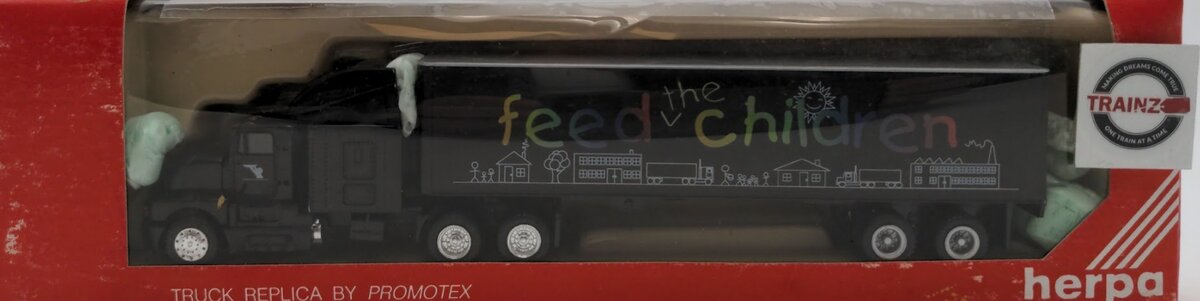 Herpa 6209 HO Black By Promotex Feed the Children Kenworth T600 Van