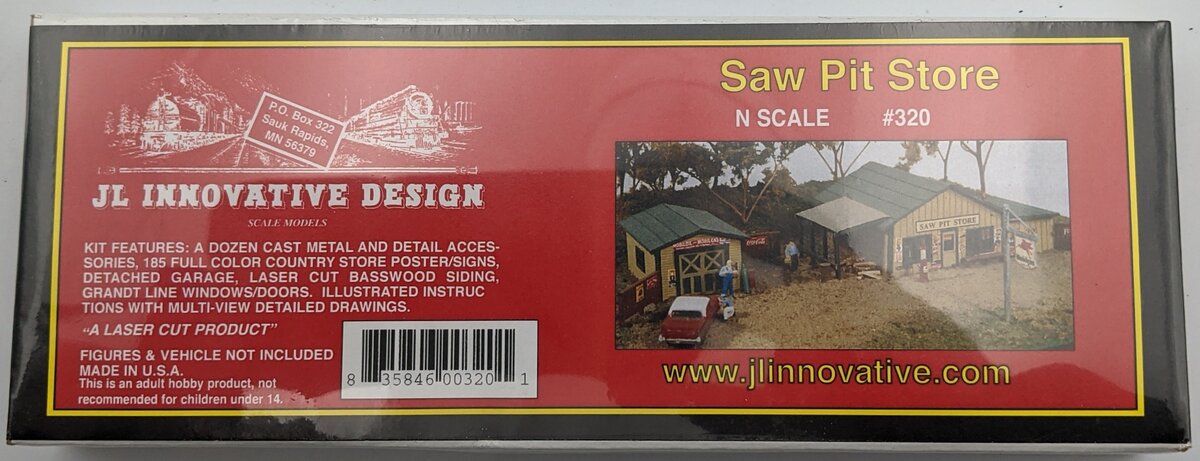 JL Innovative Design 320 N Scale Saw Pit Store Country Store Wooden Kit