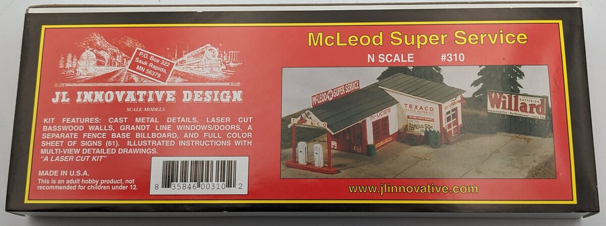 JL Innovative Design 310 N McLeod Super Service Gas Station Wooden Kit