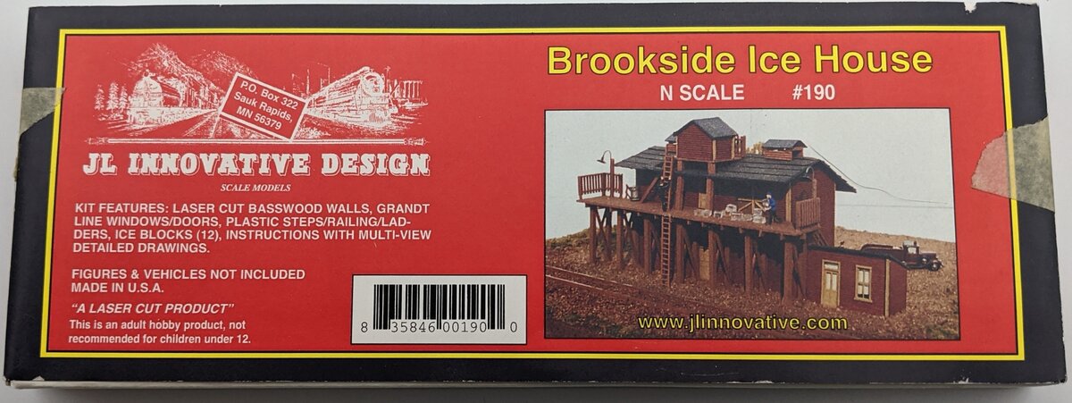JL Innovative Design 190 N Scale Brookside Ice House Wooden Building Kit