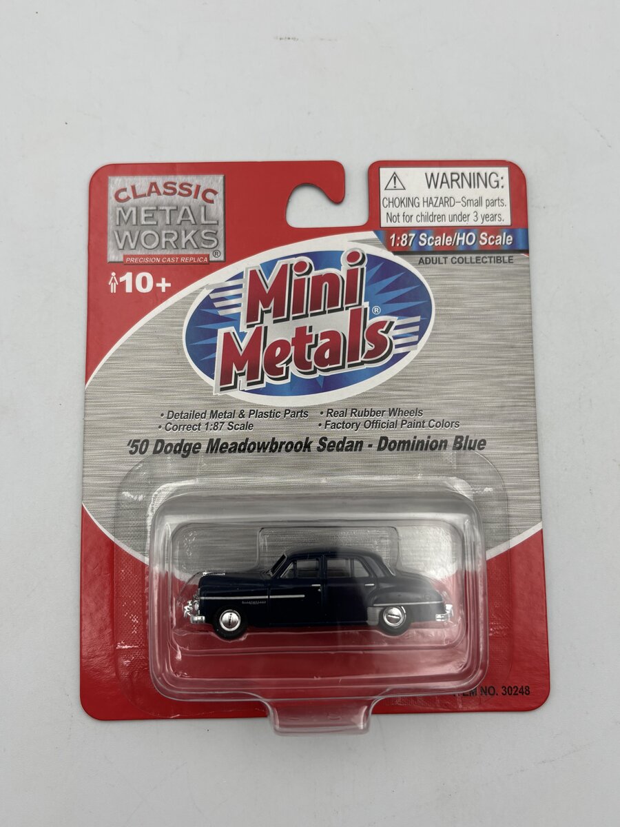 Classic Metal Works 30248 HO Mini Metals Blue 1950 Dodge Meadowbrook Sedan Car