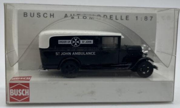 Busch 47716 1:87 Black & White Ford AA St.John Ambulance