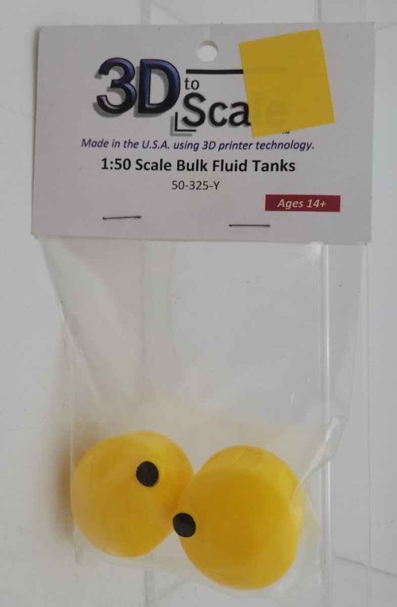 3D to 50-325-Y O Scale Yellow Bulk Fluid Tank ABS Plastic (Pack of 2)