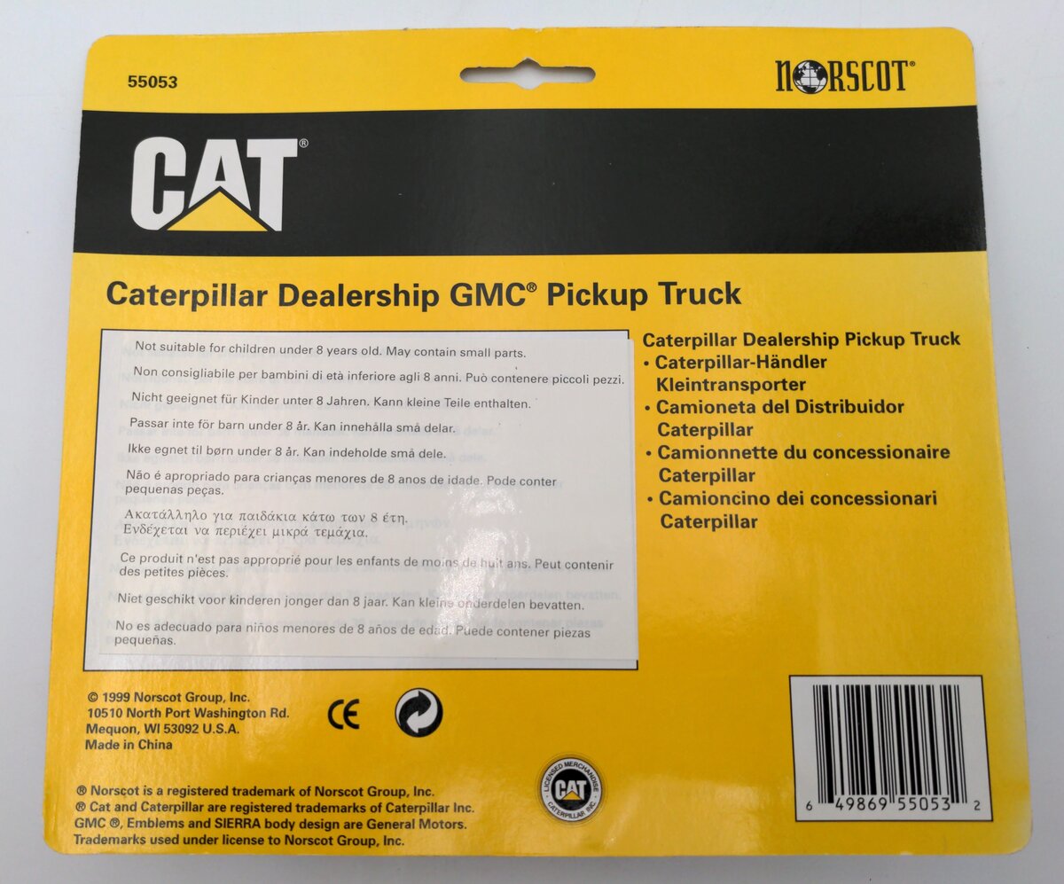 Norscot 55081 1:64 Scale Diecast Caterpillar GMC Corp Pickup Truck