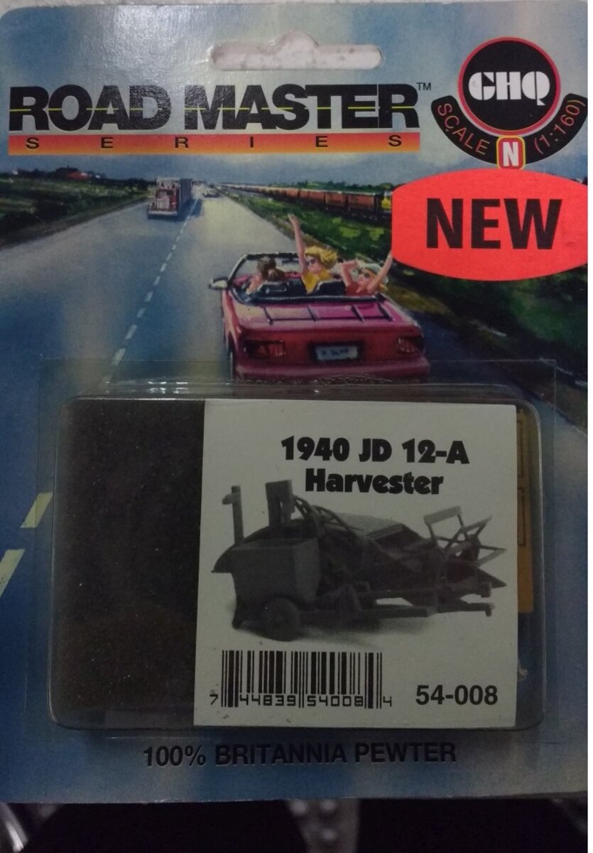GHQ 54008 N Scale 1940 JD 12-A Harvester Unpainted Metal Kit
