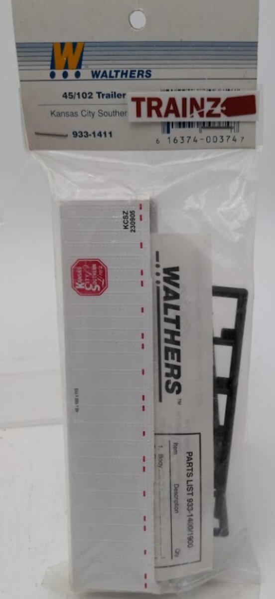 Walthers 933-1411 HO Scale Kansas City Southern 45/102 Trailer Kit