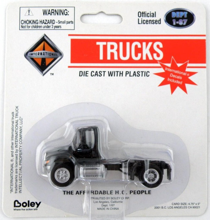 Boley 4100-3 HO Dept 1-87 Black Tractor International 4300 2-Axle W/Decals