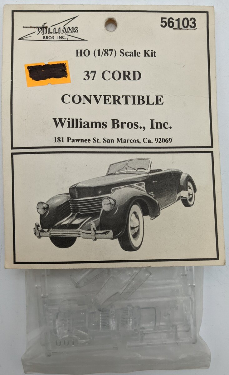Williams Brothers 56103 HO Scale 37 Cord Convertible Plastic Kit