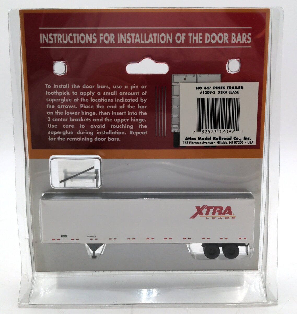 Atlas 1209-2 HO Scale XTRA Lease 45' Pines Trailer Road # 850236